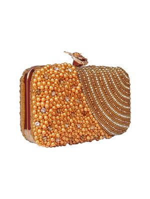 gold metal box clutch - 15965053 - Standard Image - 4