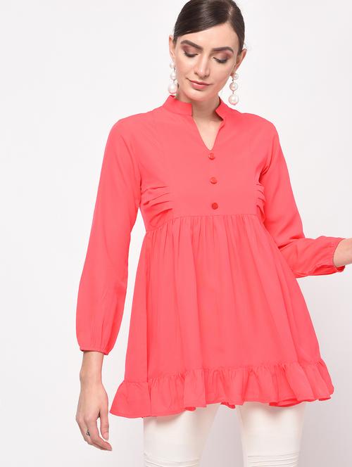 ruffled hem gathered top - 15965291 - Standard Image - 1