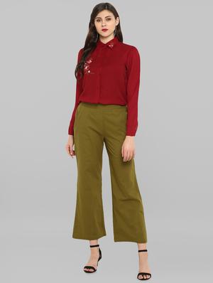 olive green flat front trouser - 15967116 - Standard Image - 4