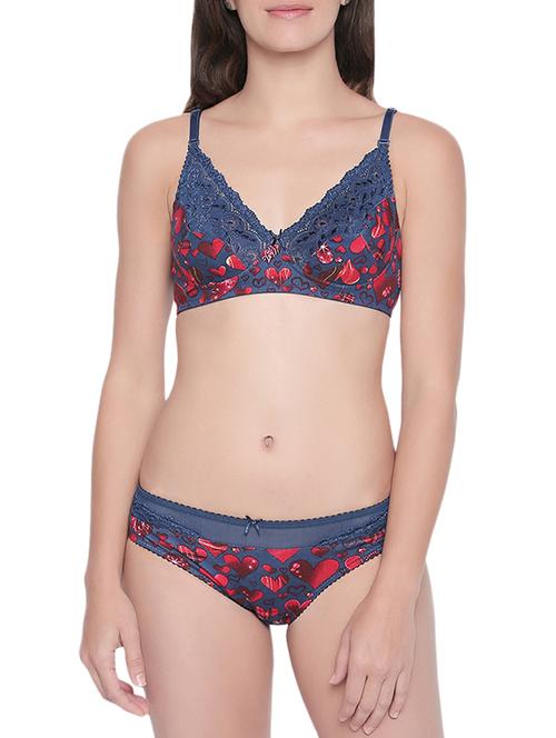 lace detail heart print bra and panty set - 15967194 - Standard Image - 1