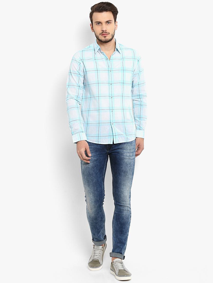 blue checkered casual shirt - 15968470 - Zoom Image - 4