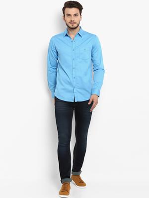 blue solid casual shirt - 15968542 - Standard Image - 4