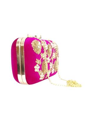 pink velvet box clutch - 15969451 - Standard Image - 4