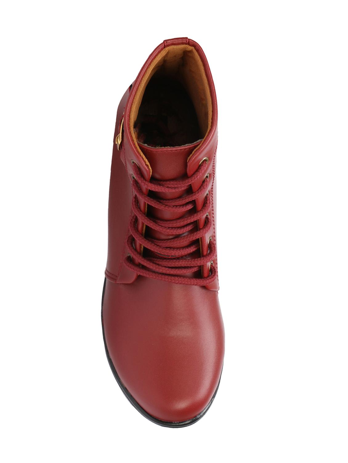 maroon ankle lace up boots - 15969554 - Zoom Image - 4