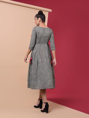 textured flared ethnic dress - 15969559 - Standard Image - 4