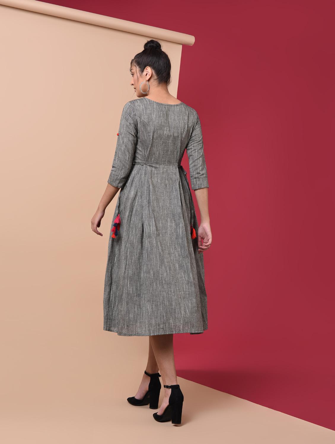 textured flared ethnic dress - 15969559 - Zoom Image - 4