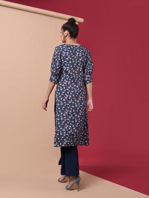 ditsy floral straight kurta - 15969563 - Standard Image - 4