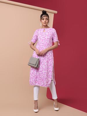printed straight kurta - 15969569 - Standard Image - 4