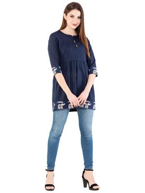 Flared solid kurti - 15970058 - Standard Image - 4