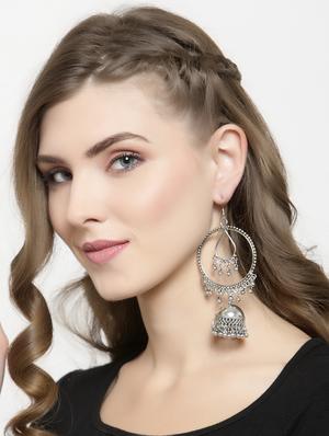 silver tone jhumka earring - 15970352 - Standard Image - 4