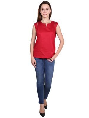 cut out detail notch neck top - 15971554 - Standard Image - 4
