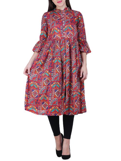 flared bell sleeves kurta - 15971951 - Standard Image - 1