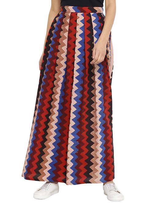 high rise chevron pleated skirt - 15972482 - Standard Image - 1