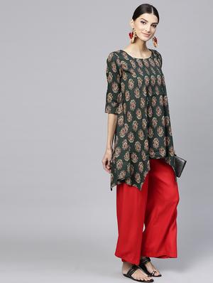 Printed High low kurta - 15973540 - Standard Image - 4