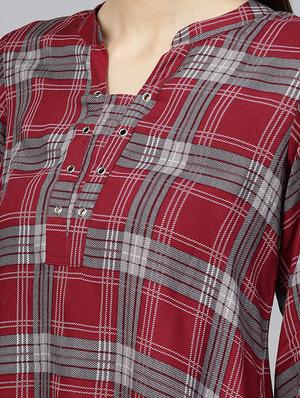 Checkered high low kurti - 15973543 - Standard Image - 4