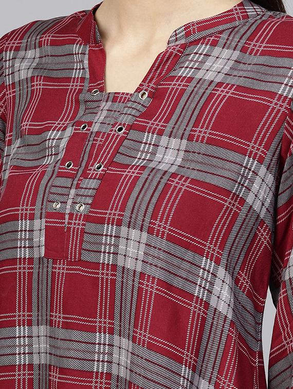 Checkered high low kurti - 15973543 - Zoom Image - 4