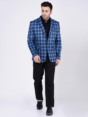blue checkered single breasted blazer - 15973617 - Standard Image - 4
