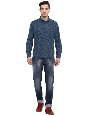 navy blue printed casual shirt - 15974095 - Standard Image - 4