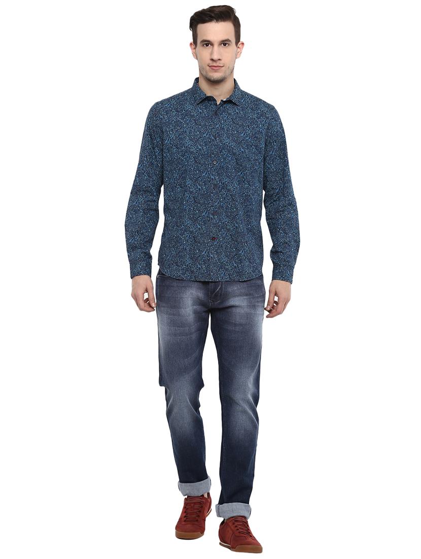 navy blue printed casual shirt - 15974095 - Zoom Image - 4