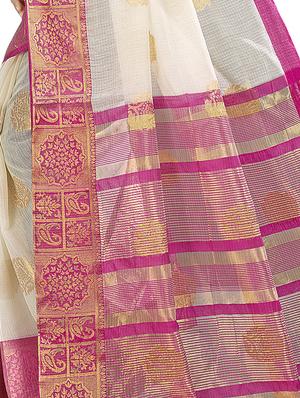 floral zari motif banarasi saree with blouse - 15977135 - Standard Image - 4