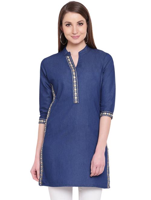 Embroiderd straight kurti - 15977287 - Standard Image - 1