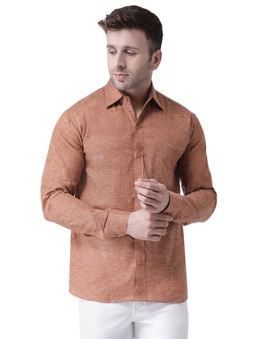 brown linen casual shirt - 15977473 - Standard Image - 1
