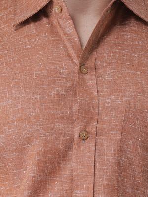 brown linen casual shirt - 15977473 - Standard Image - 4