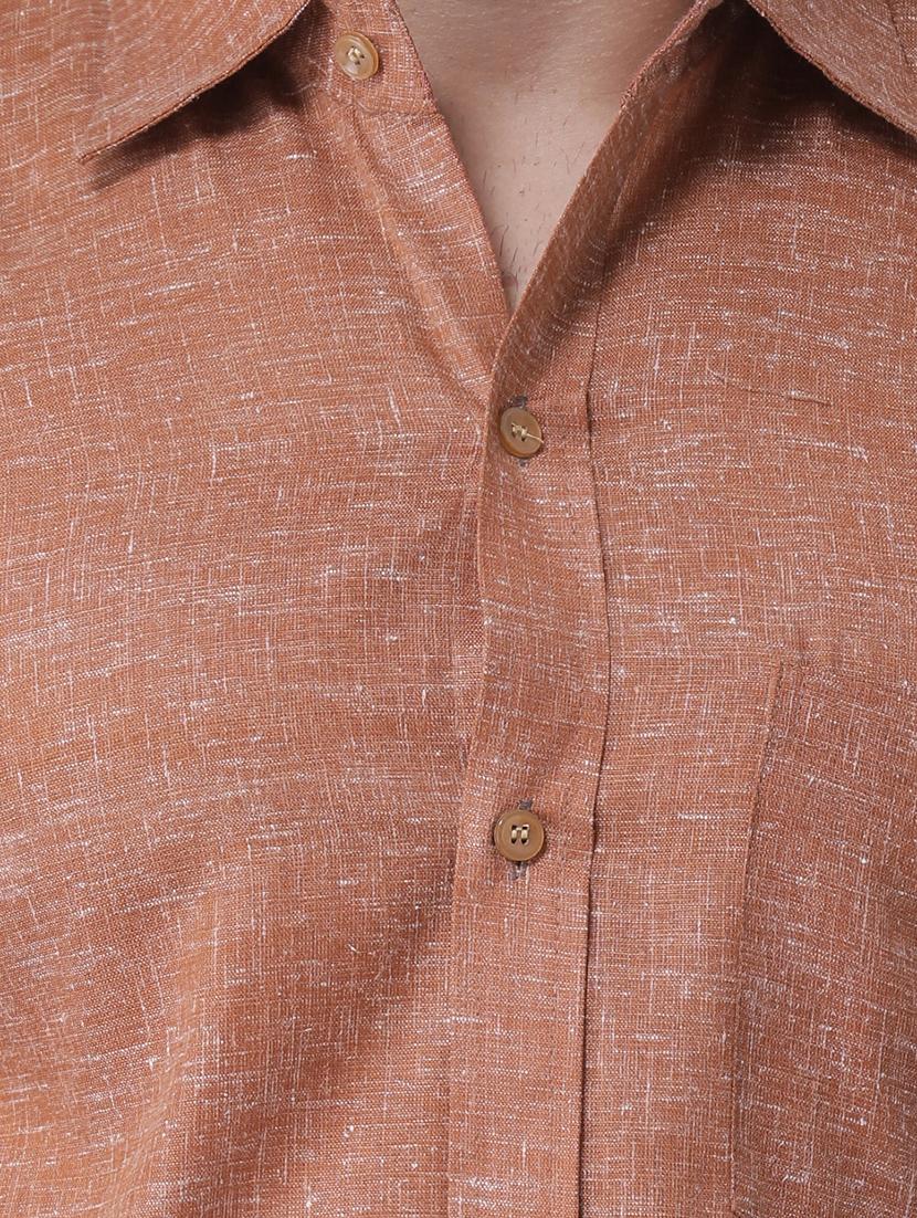 brown linen casual shirt - 15977473 - Zoom Image - 4