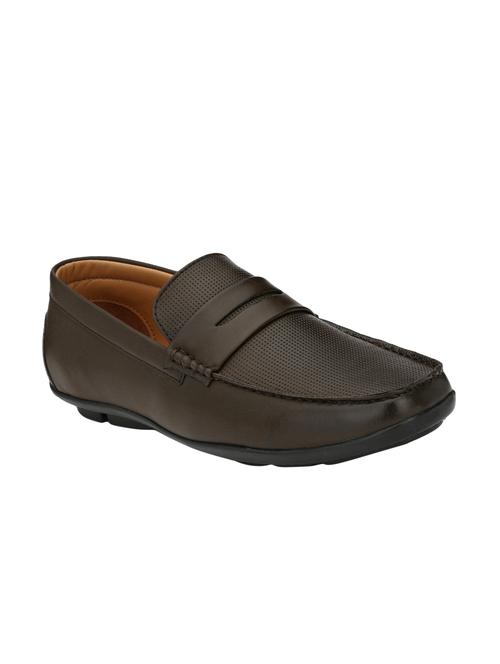 brown leatherette slip on loafers - 15978722 - Standard Image - 1