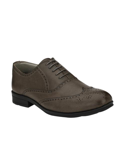 grey leatherette lace-up brouges - 15978763 - Standard Image - 1