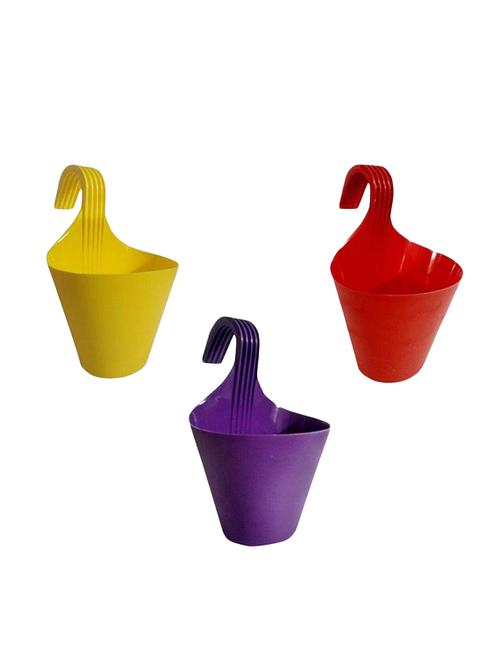 hanging planters for plants | railing flower pots (assorted colors) (set of 3) - 15978974 - Standard Image - 1