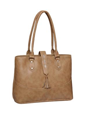 beige leatherette (pu) regular handbag - 15979461 - Standard Image - 4