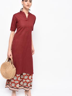 Solid straight kurta - 15981352 - Standard Image - 4