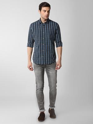 blue checkered casual shirt - 15982509 - Standard Image - 4
