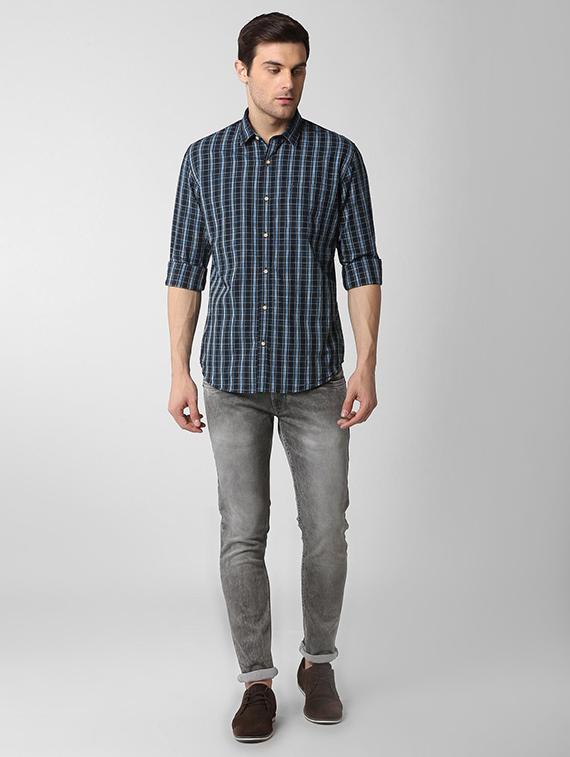 blue checkered casual shirt - 15982509 - Zoom Image - 4