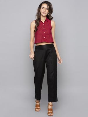 button up boxy crop top - 15983290 - Standard Image - 4