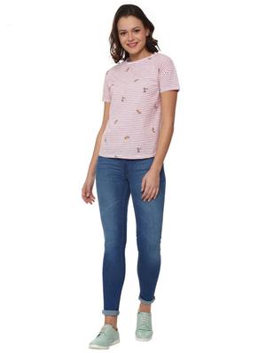 dropped shoulder striped embroidered tee - 15988158 - Standard Image - 4