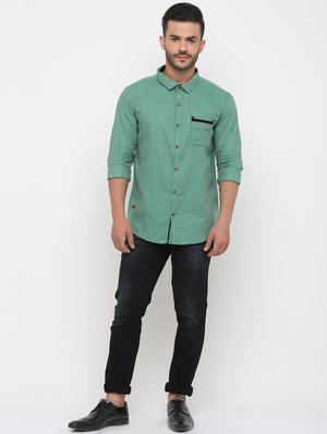 green cotton casual shirt - 15988347 - Standard Image - 4