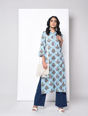 printed straight kurta - 15996692 - Standard Image - 4