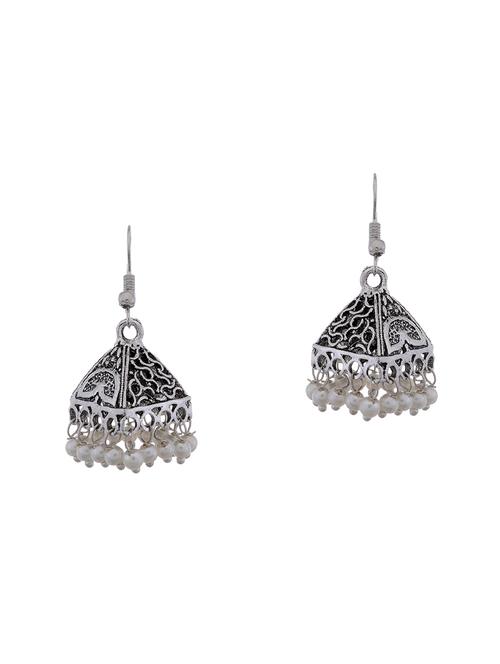 silver metal jhumka earring - 15996869 - Standard Image - 1