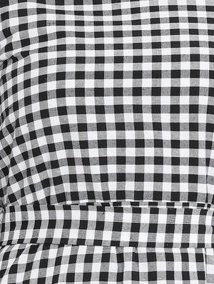 waist tie up checkered a-line dress - 15997595 - Standard Image - 4