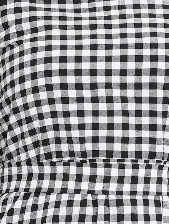 waist tie up checkered a-line dress - 15997595 - Zoom Image - 4