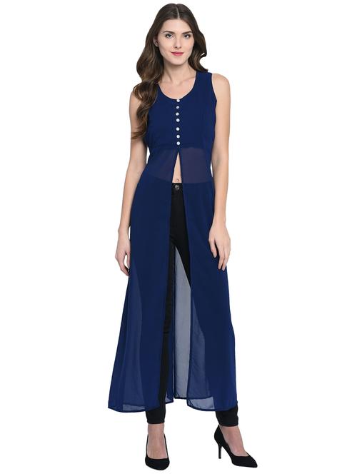 front slit button detail tunic - 15997953 - Standard Image - 1