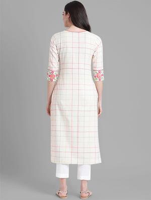 checkered straight kurta - 15998023 - Standard Image - 4