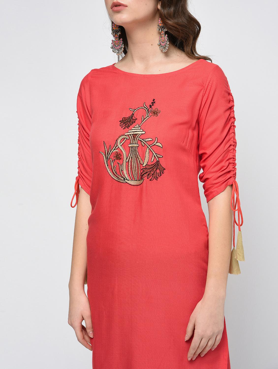 Straight embroidered kurta - 15998109 - Zoom Image - 4