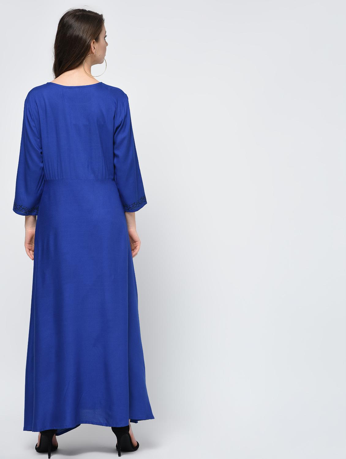 A-line block print kurta with tassels - 15998112 - Zoom Image - 4