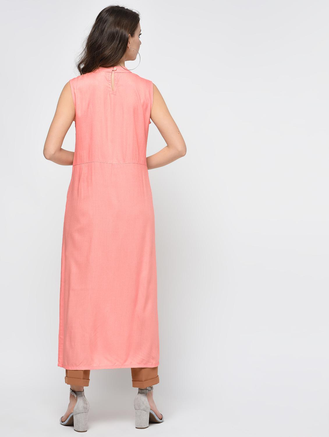High slit embroidered kurta with tassels - 15998124 - Zoom Image - 4