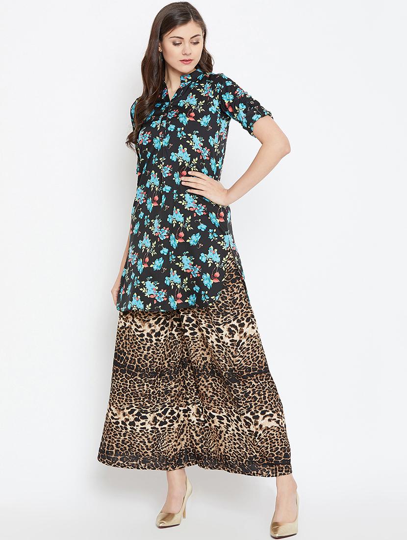 black crepe straight kurti - 15999439 - Zoom Image - 4