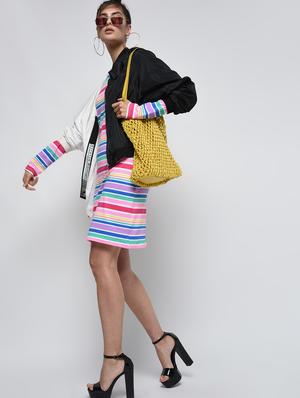 round neck striped sheath dress - 16000820 - Standard Image - 4