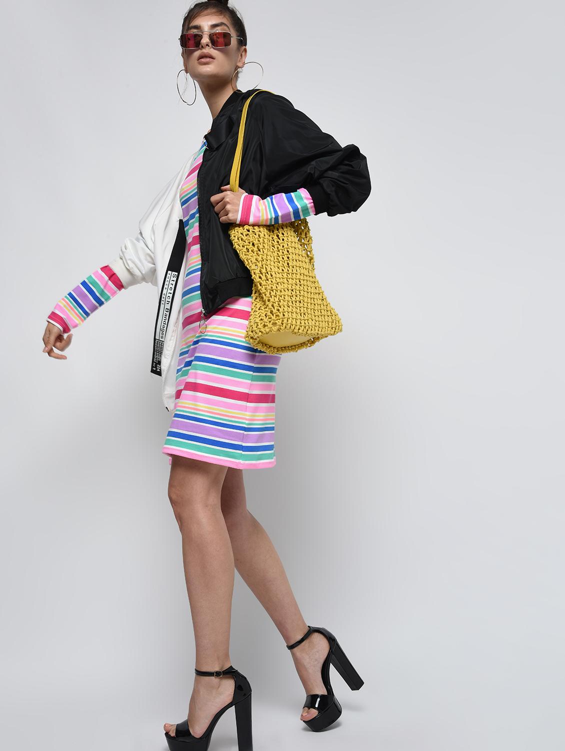 round neck striped sheath dress - 16000820 - Zoom Image - 4